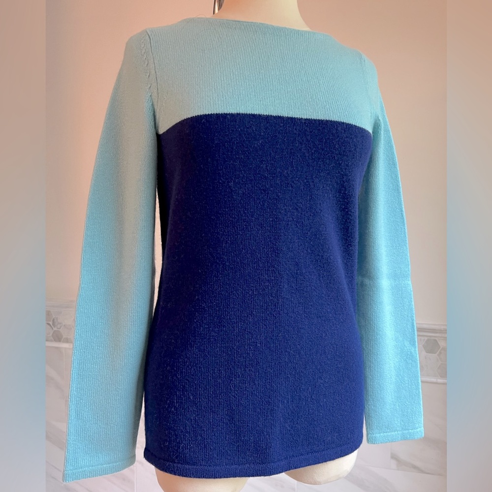 New Banana Republic Wool Cashmere blend Color-block Blue Sweater Sz S